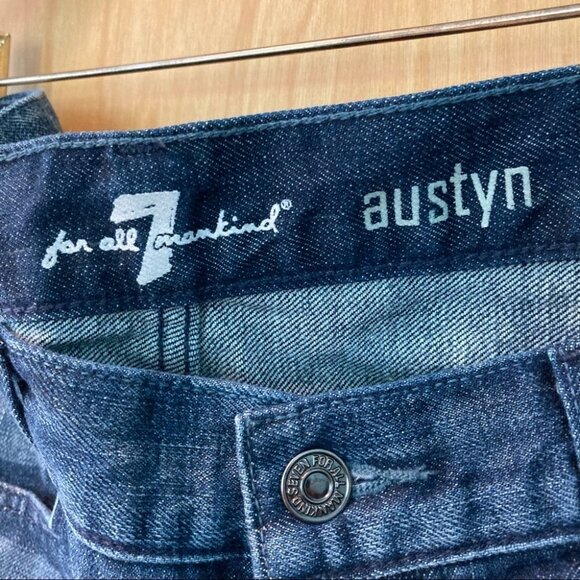 7 FOR ALL MANKIND Sz 34 Jeans Austyn 100% Cotton Dark Wash - Picture 2 of 7